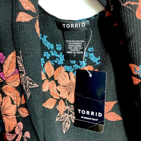 Torrid Black Floral Tiered Tank Top size 2 - Picture 9 of 12
